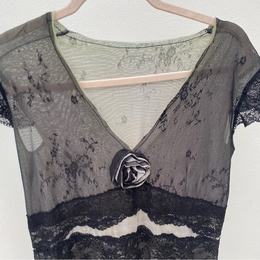 Y2K Euro Whimsygoth Black Mesh & Lace Dress Size Medium - Picture 2 of 10
